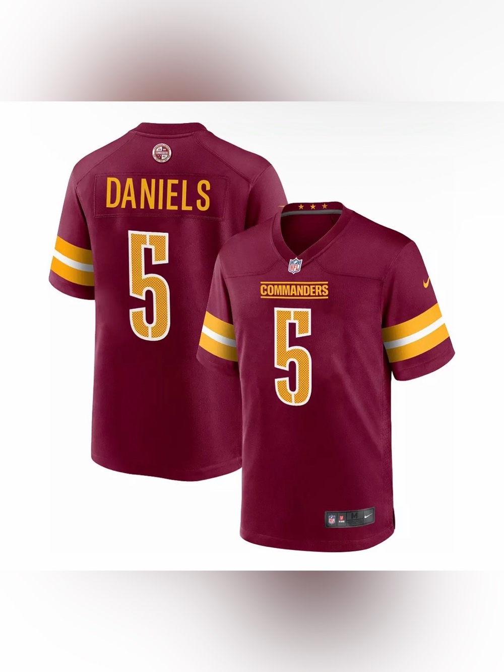 NWT Official NFL Washington Commanders Jayden Daniels Jersey - Boys L 14/16.